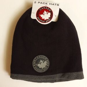 2PACK CANADA WEATHER GEAR BLACK GRAY HATS